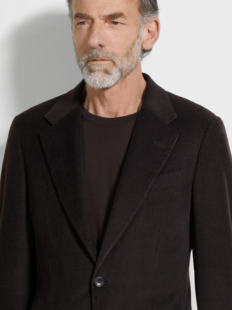 DARK BROWN CASHMERE WOOL AND SILK BLEND JACKET 3