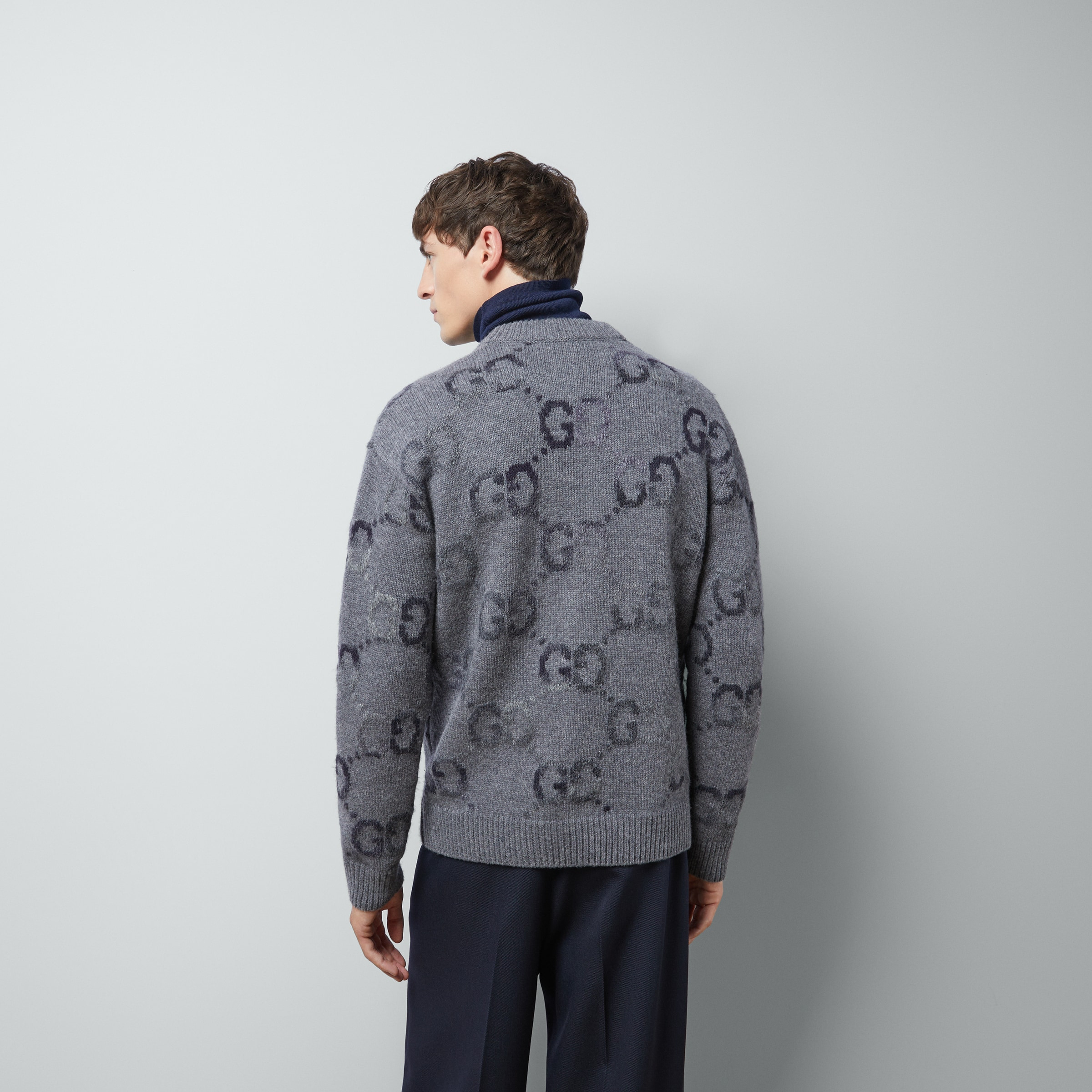 Wool cardigan with GG intarsia - 6