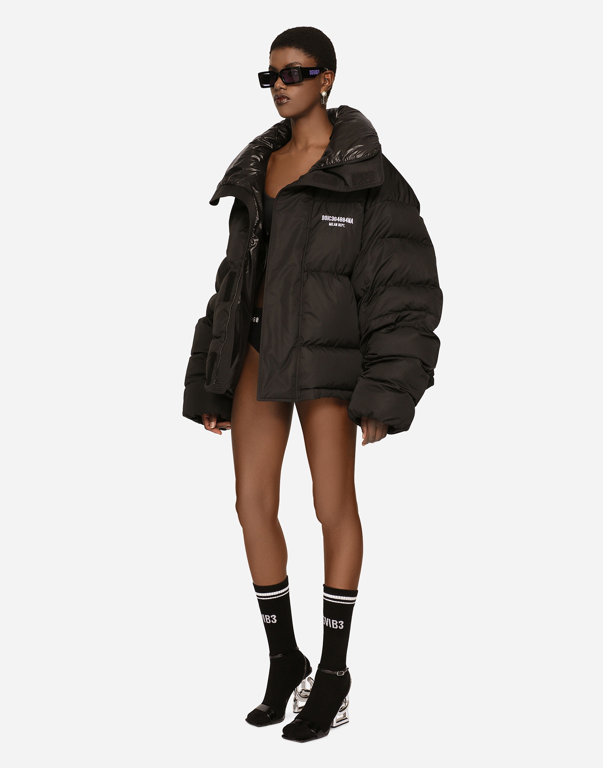 Padded nylon down jacket with high neck DGVIB3 - 5