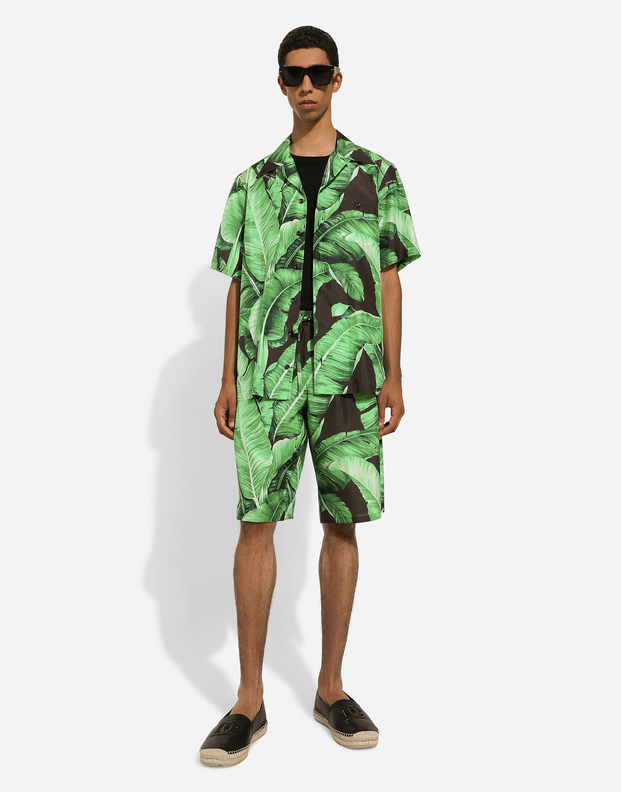 Banana-tree-print silk shorts - 5