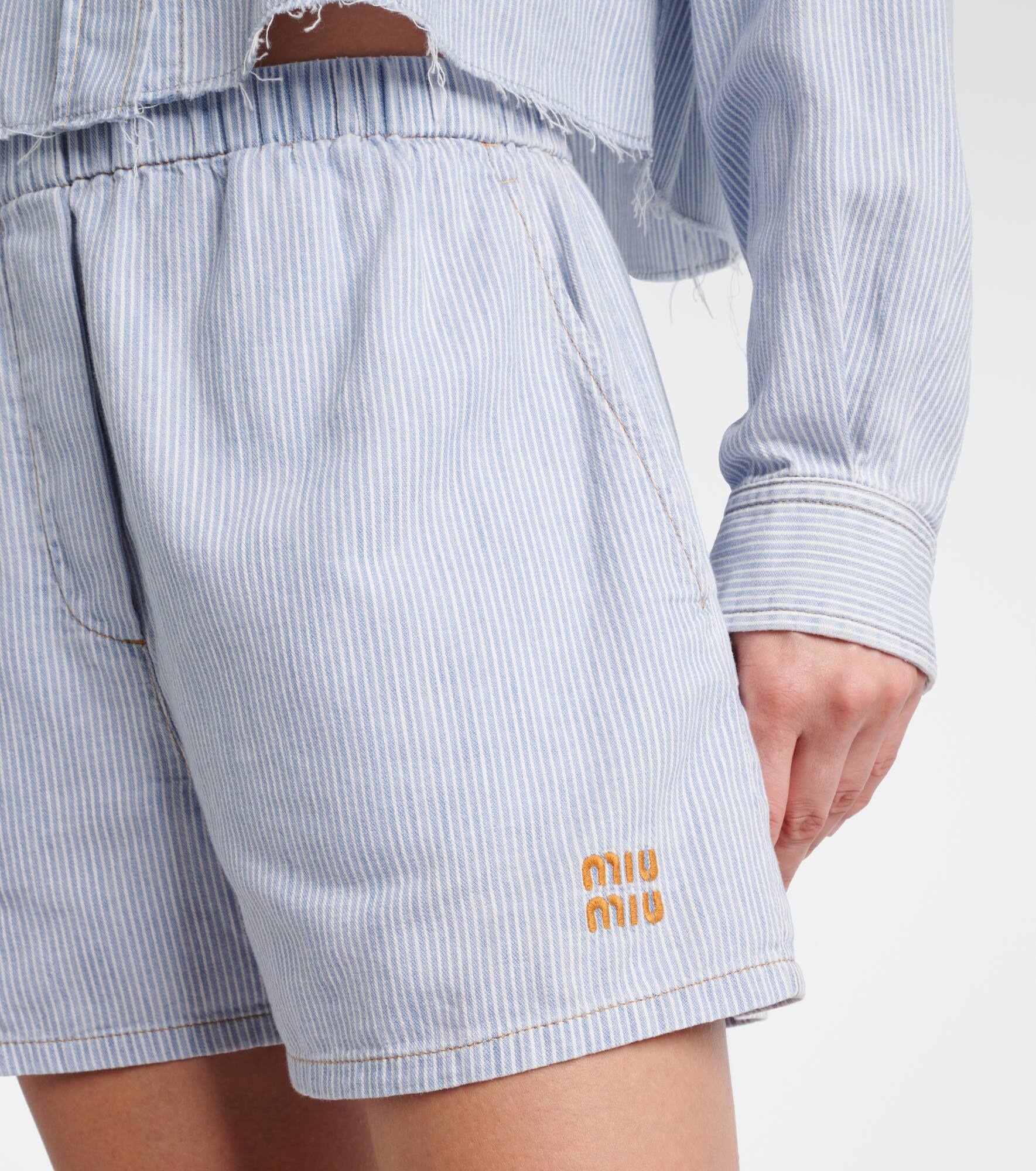 Logo striped cotton shorts - 4
