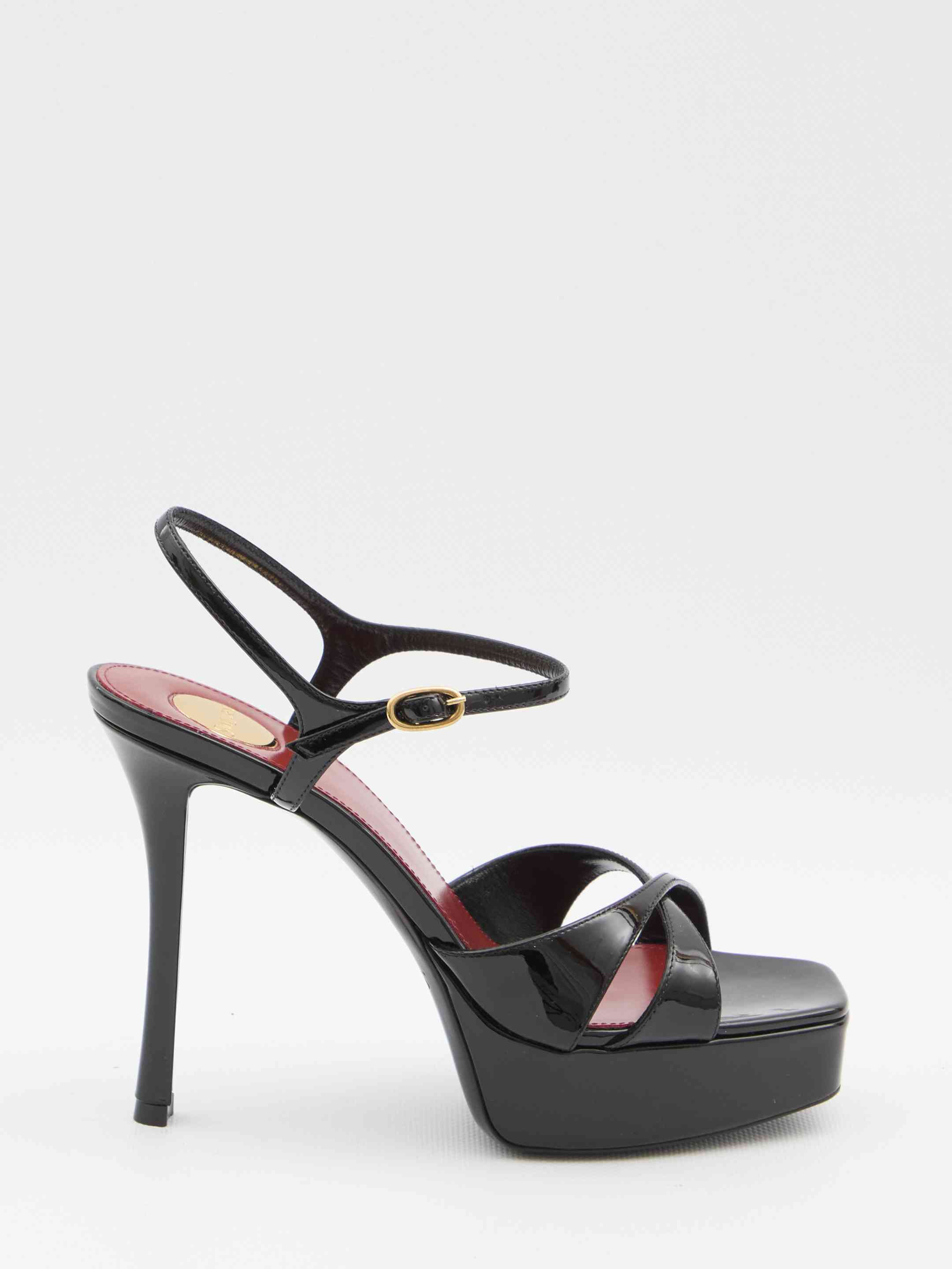 Saint Laurent Women Black Leather Sandals - 1