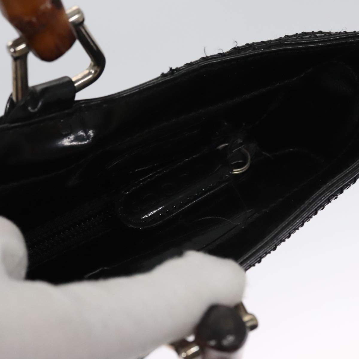 GUCCI Bamboo Hand Bag Enamel Black 002 1817 002 1817 - 14