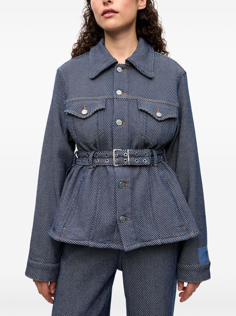 belted denim jacket - 3