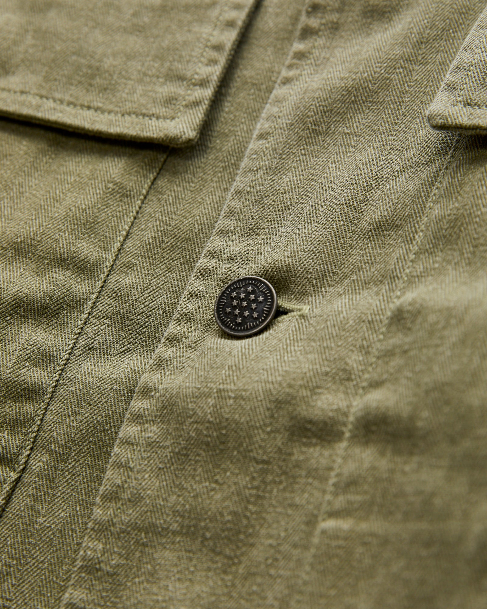 M43 Overshirt in Olive Herringbone Twill - 4