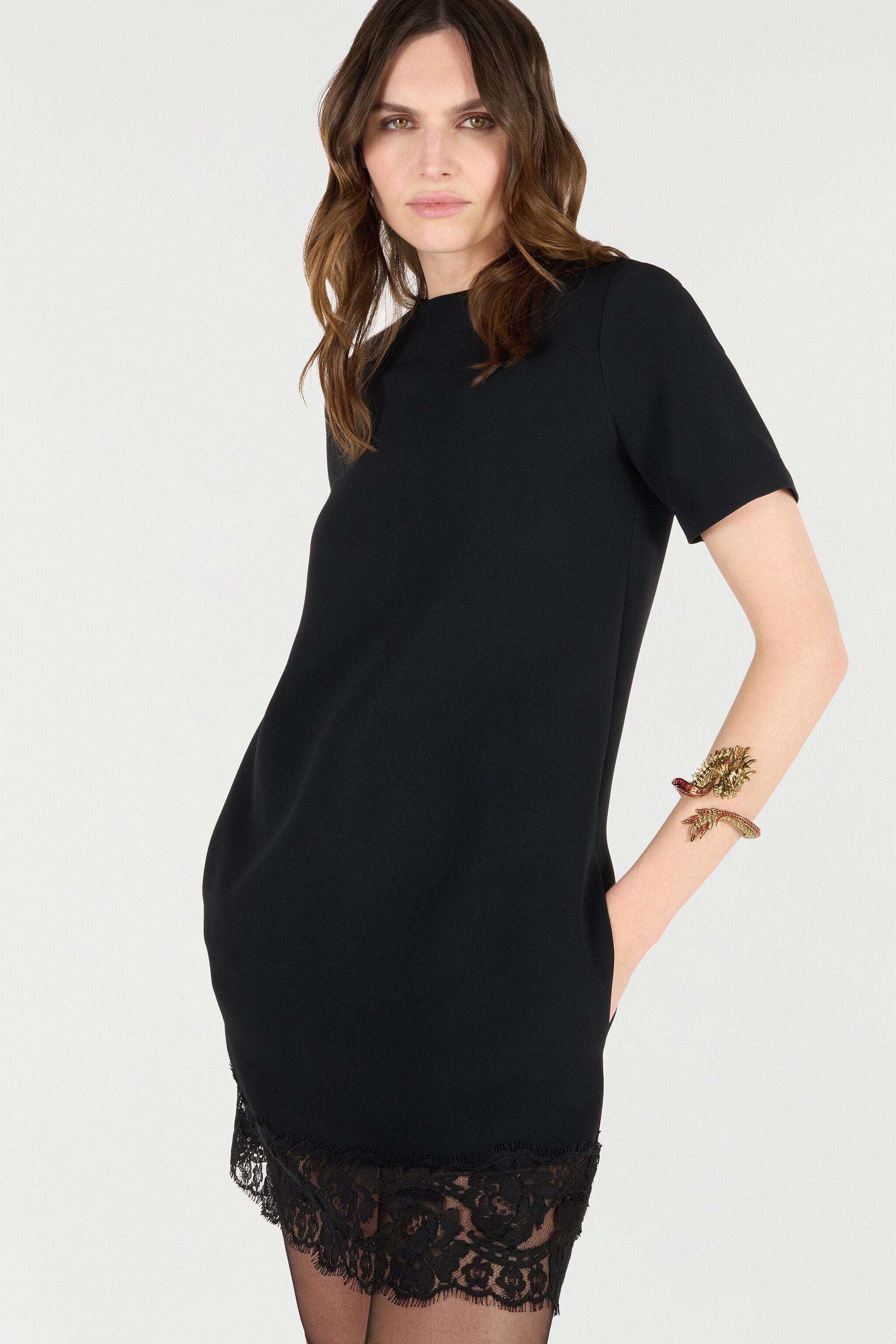 Mini Dress with Lace Hem - 5