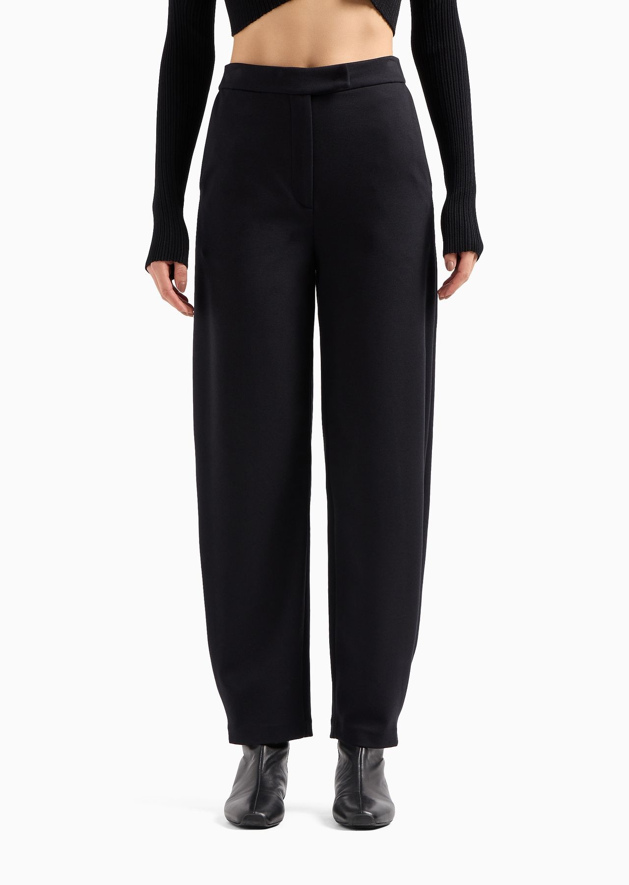 Stretch Milano-stitch fabric trousers with narrow hem - 2