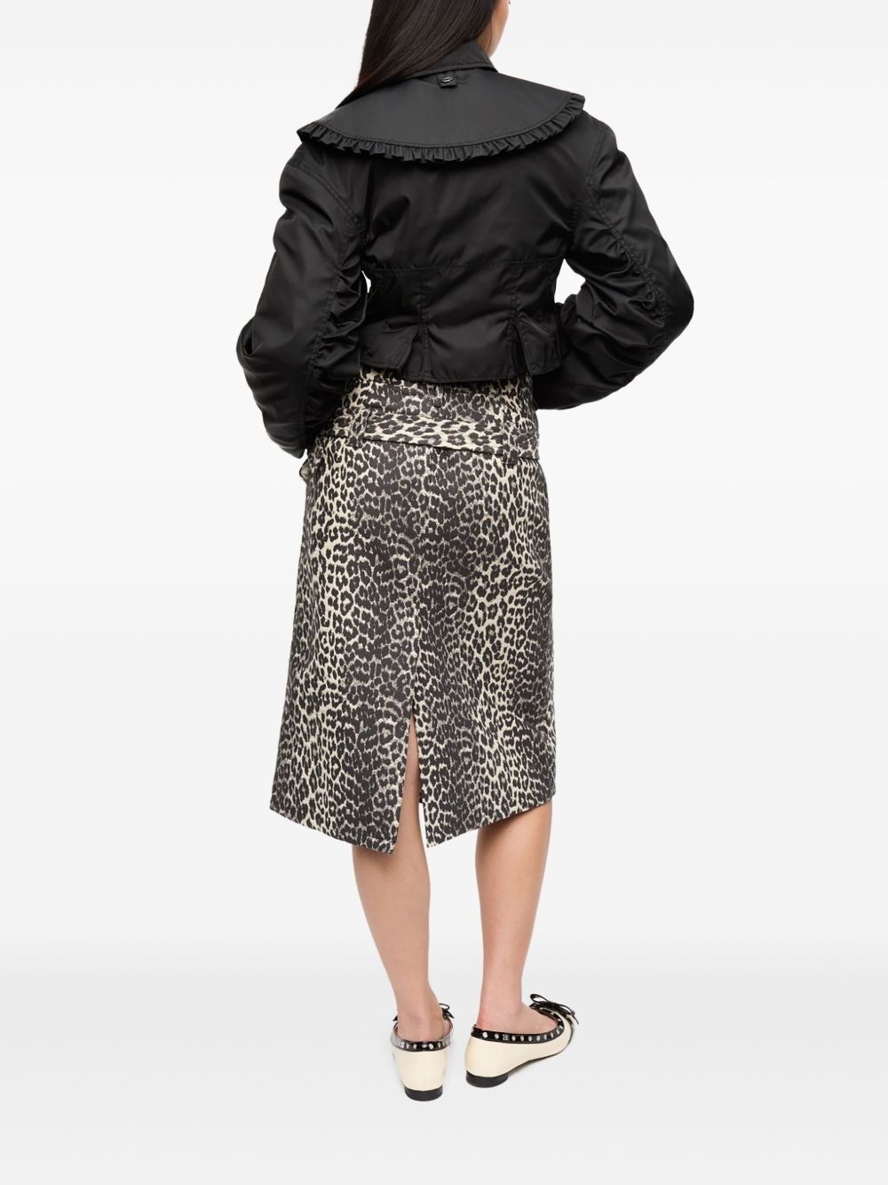 ruffle-collar bomber jacket - 3