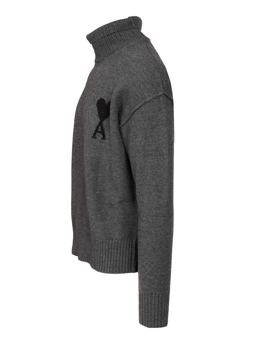 Ami De Coeur Turtleneck Sweater Sweatshirts Grey - 3