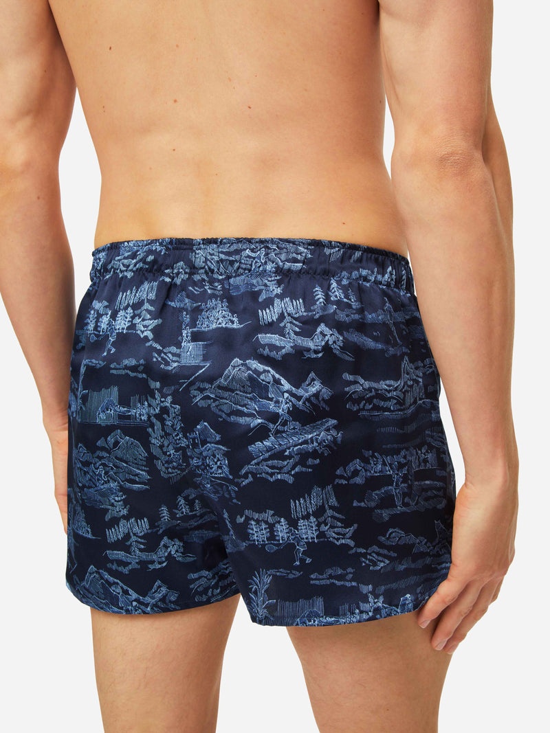 Men's Modern Fit Boxers Brindisi 84 Silk Satin Navy - 6