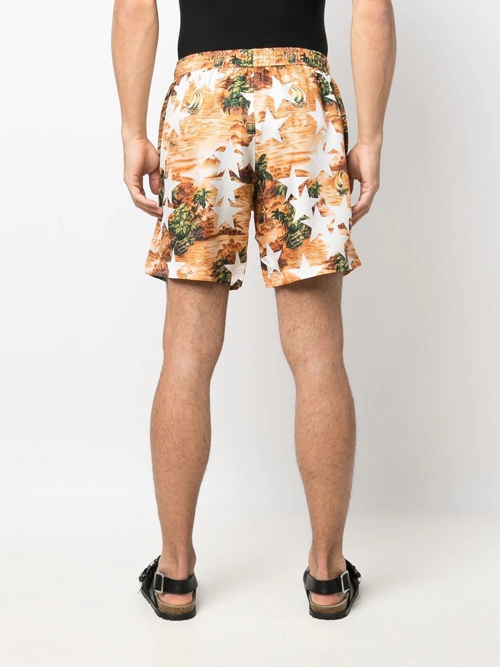 star-palm-tree-print silk shorts - 4