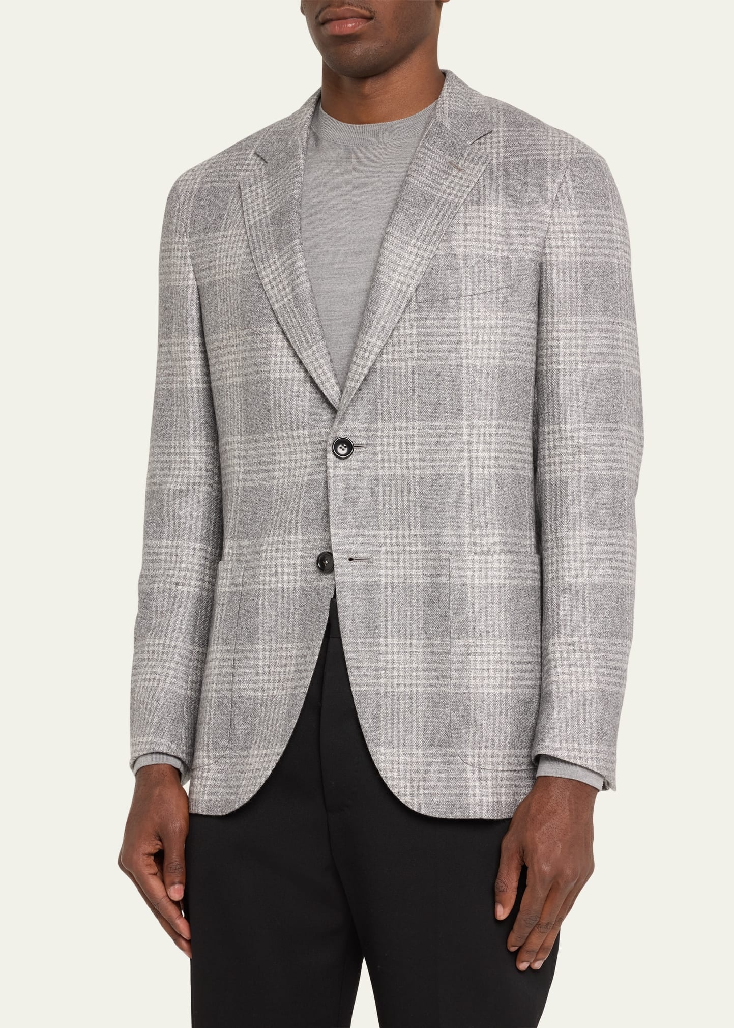 Men's Plaid Silk-Wool Sport Coat - 4