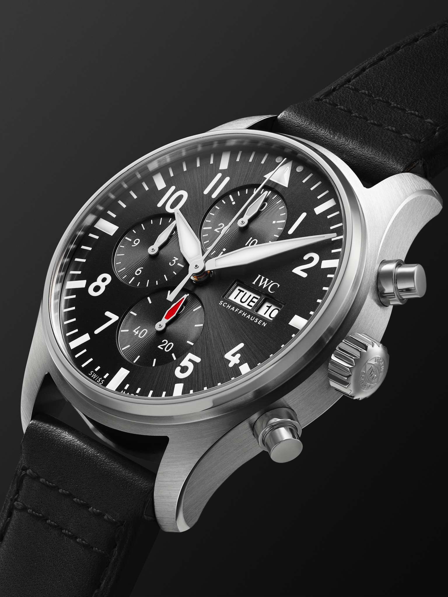 Pilot's Automatic Chronograph 43mm Stainless Steel and Leather Watch, Ref. No. IWIW378001 - 4