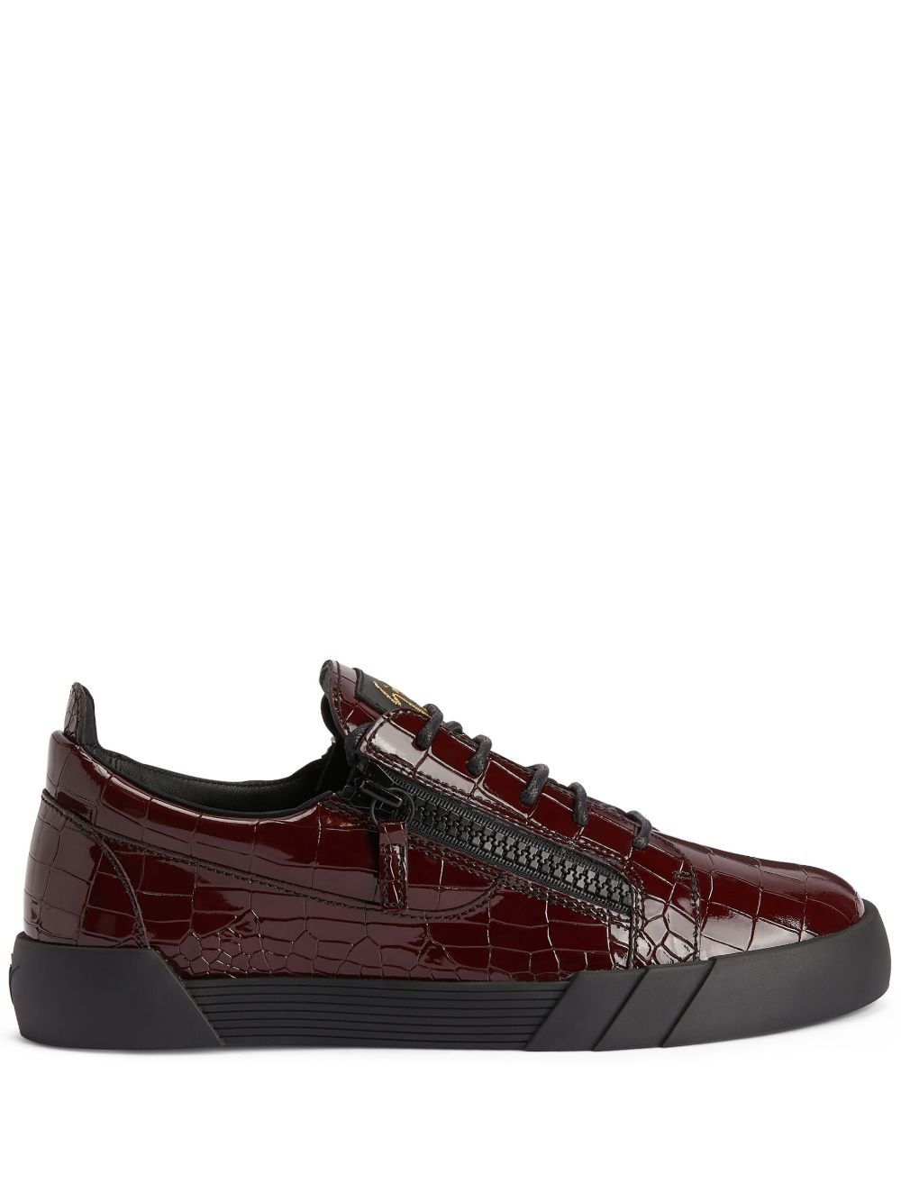 Frankie crocodile-effect leather sneakers - 1