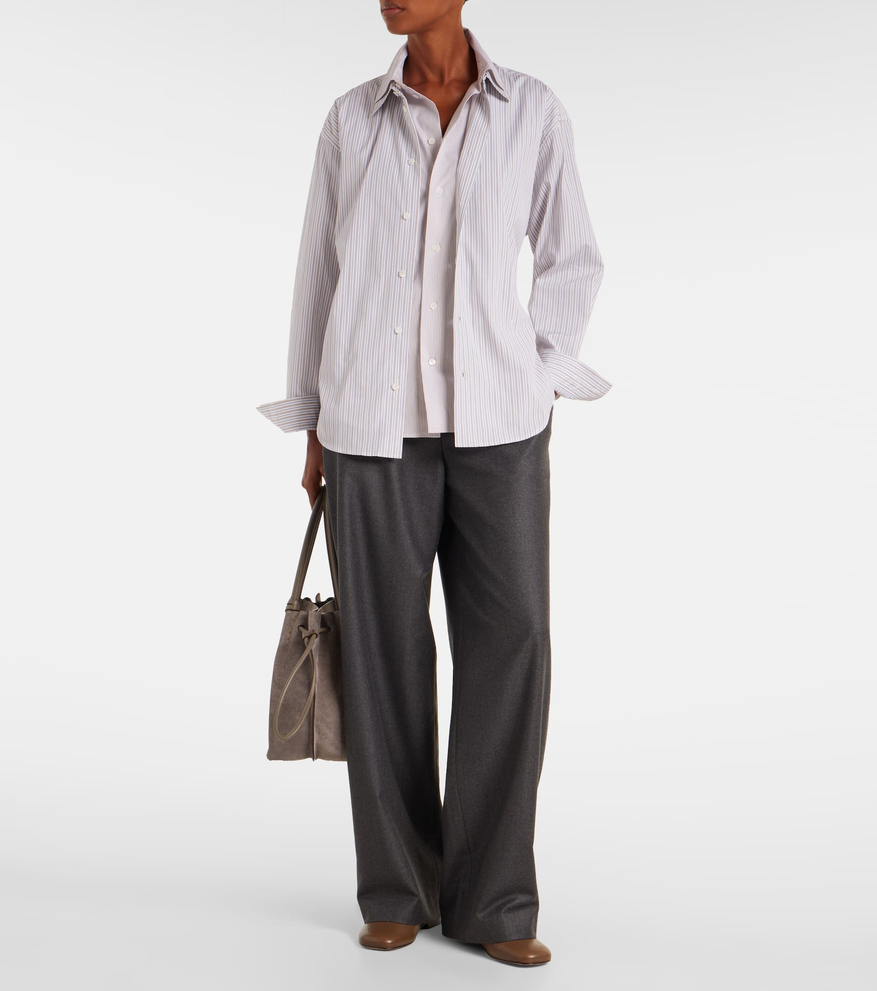 Belted striped cotton poplin shirt - 2