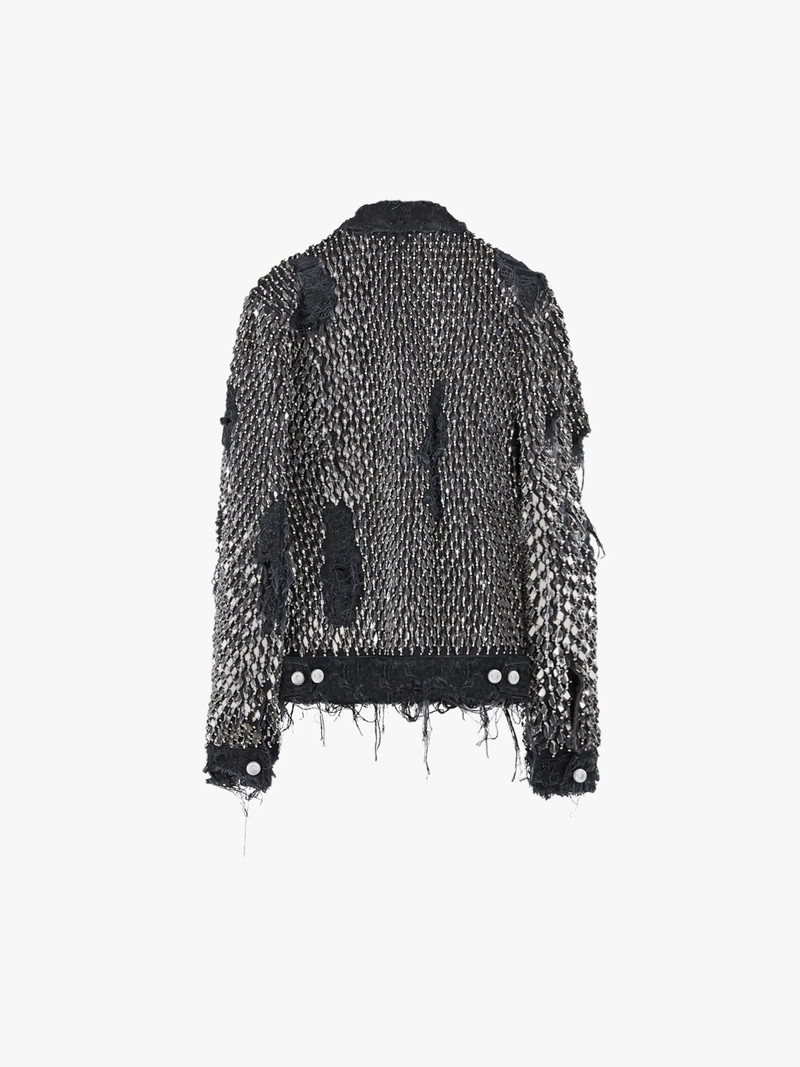 Givenchy JACKET IN CRYTALS EMBROIDERED DESTROYED DENIM outlook