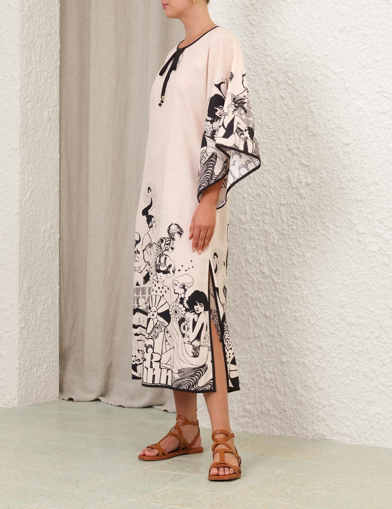 Zimmermann MAXINE KAFTAN MIDI DRESS - 1858DRS254CRMBLPOS | REVERSIBLE