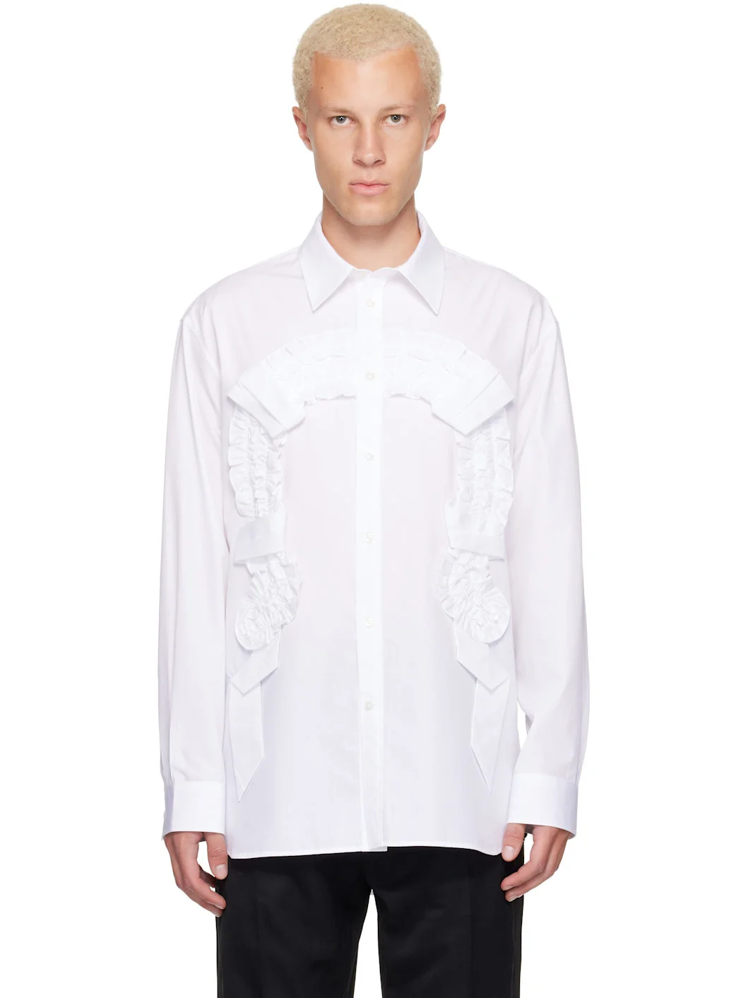 White Ruffle Horseshoe Easy Shirt - 1