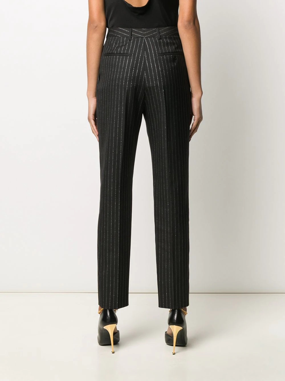 pinstripe high-waisted trousers - 4