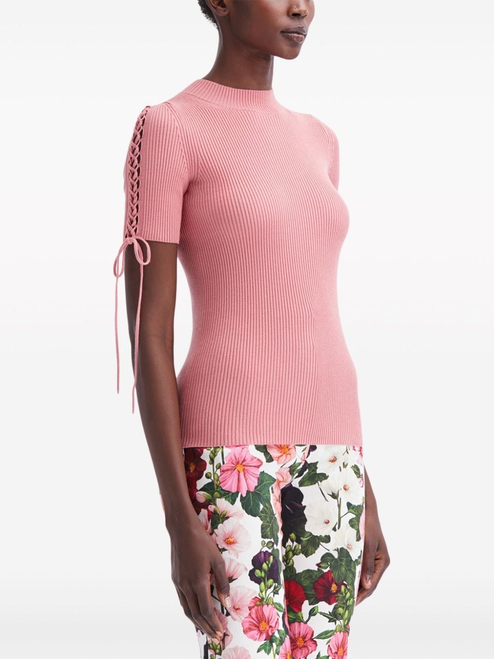 tie-detail ribbed jumper - 4