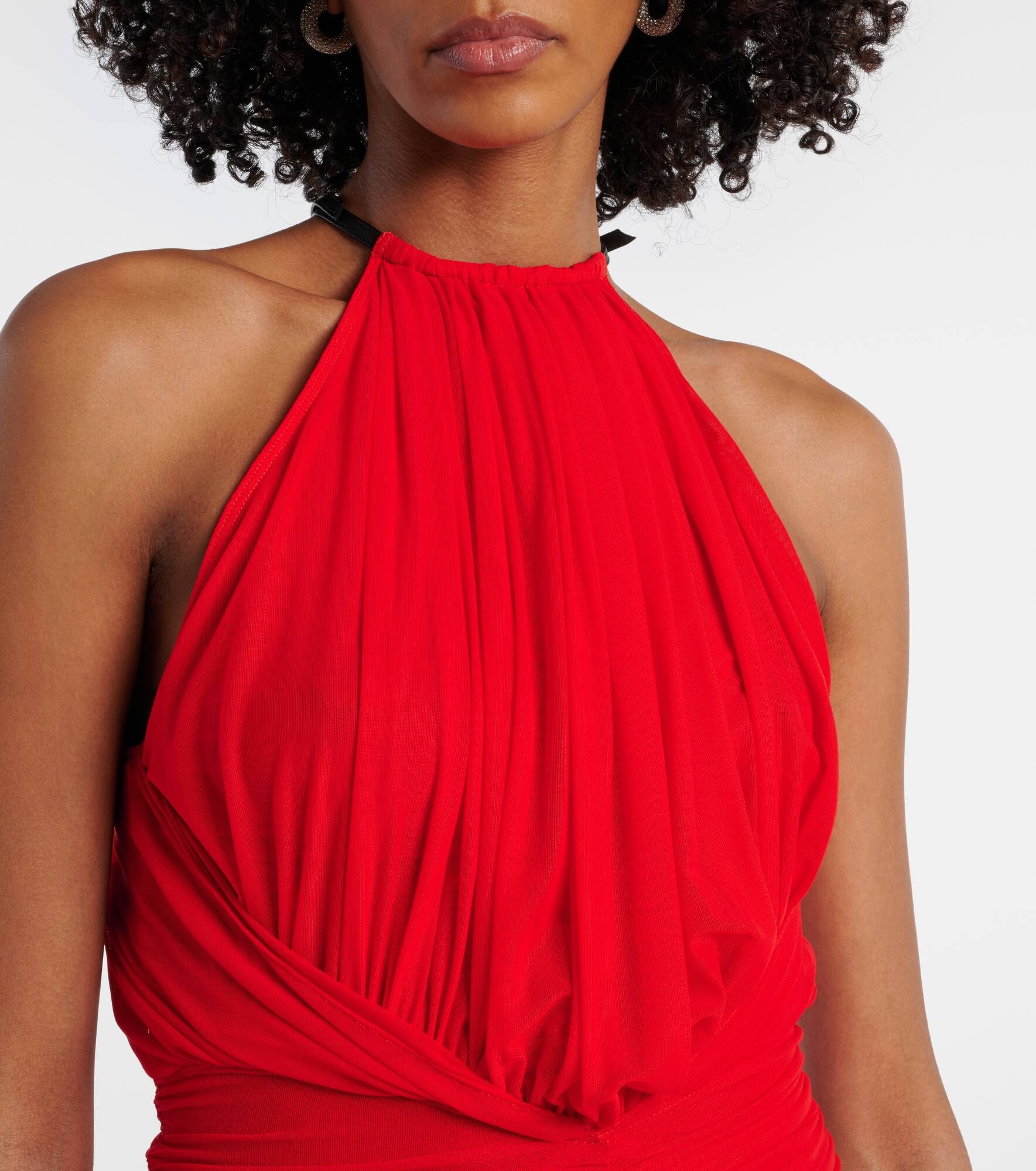 Ruched halterneck midi dress - 4