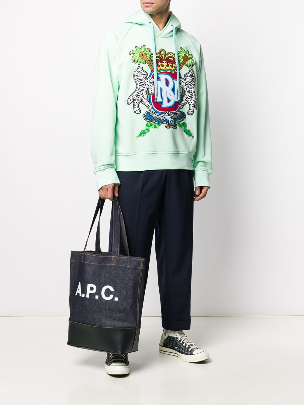 A.P.C. logo print denim tote - 5