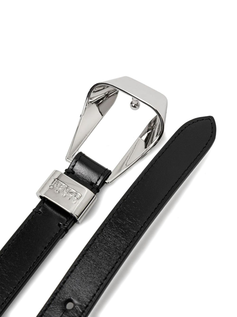 metallic-buckle leather belt - 2