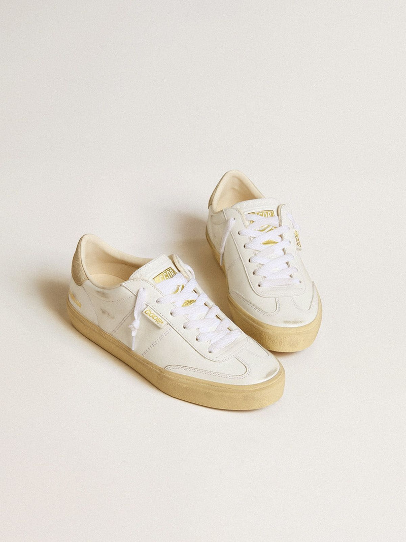 Golden Goose Women's Soul Star in white leather with beige suede heel tab outlook