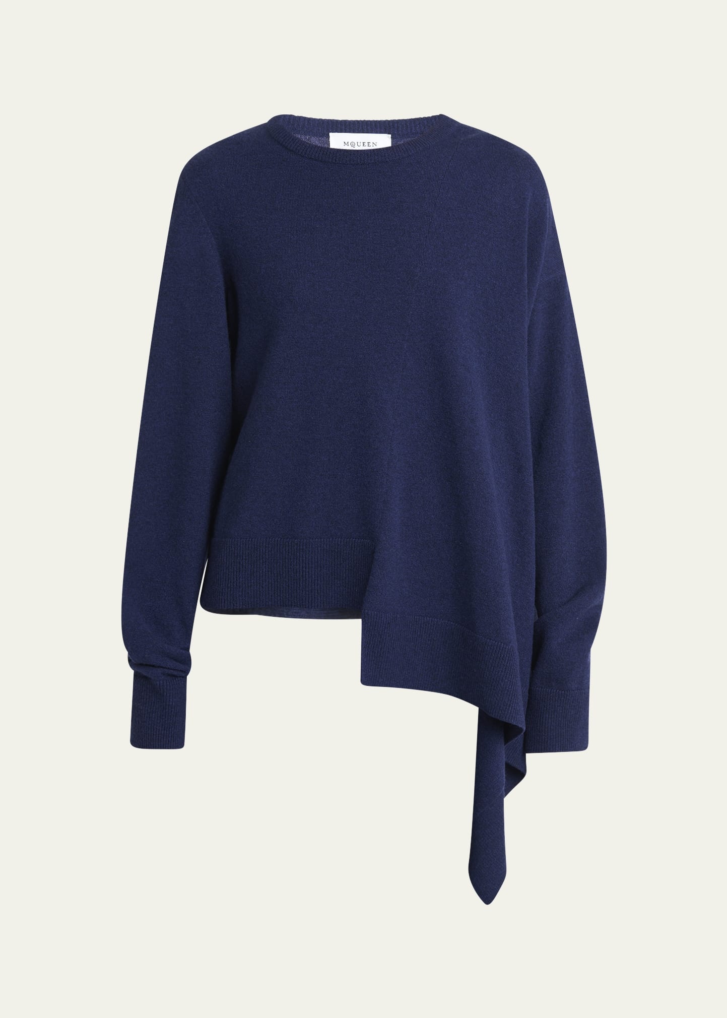 Asymmetric Hem Cashmere-Wool Sweater - 1