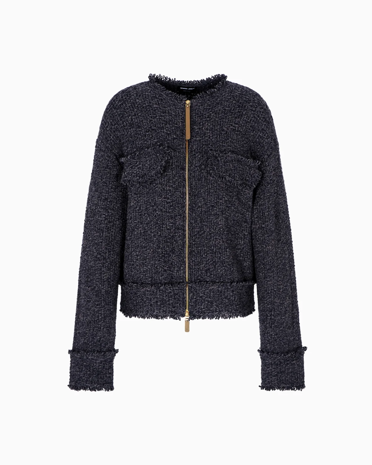 DENIM COLLECTION ZIP-UP CARDIGAN IN WOOL, COTTON AND CASHMERE - 1