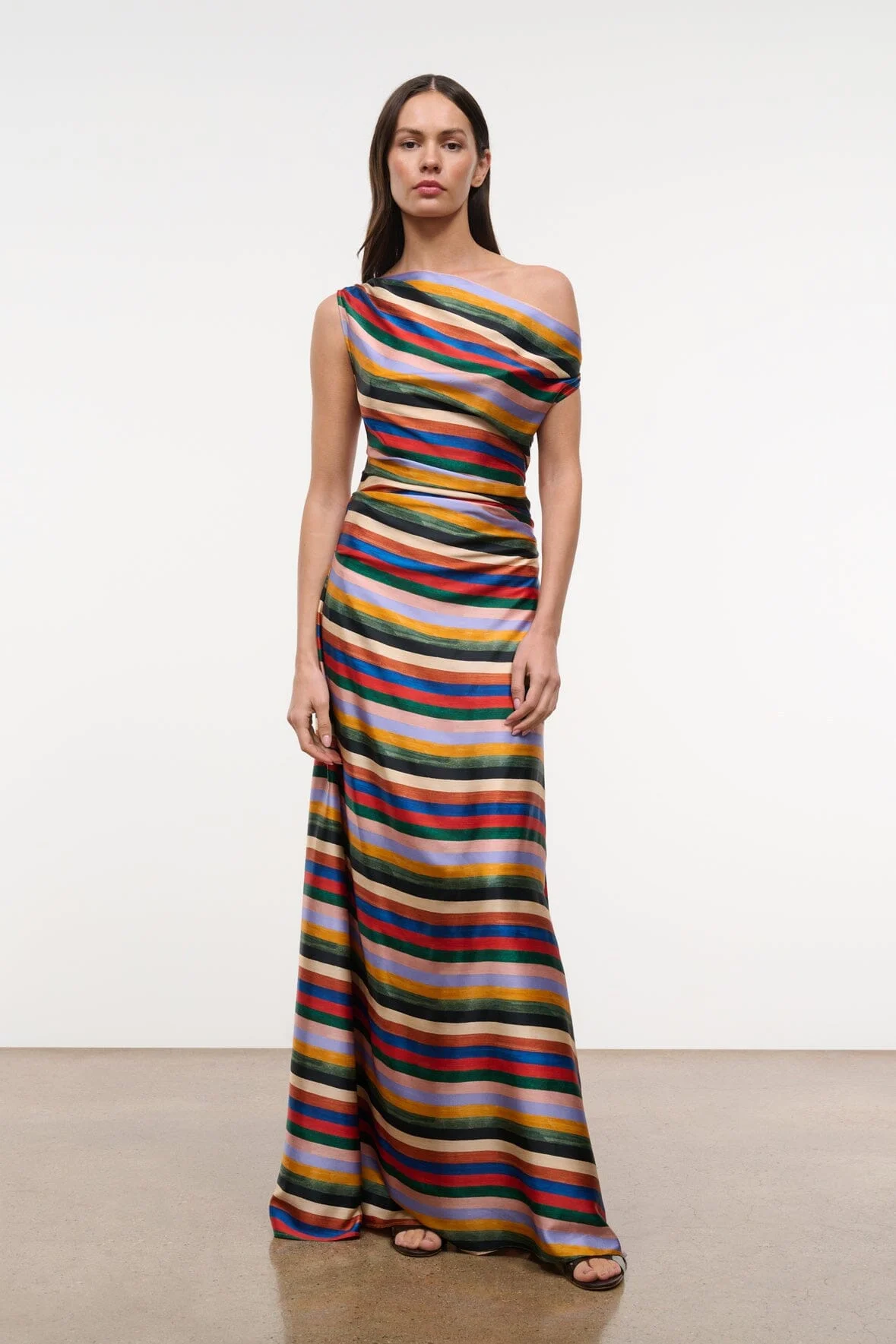 STAUD PHARE SILK MAXI DRESS ARTIST STRIPE - 1