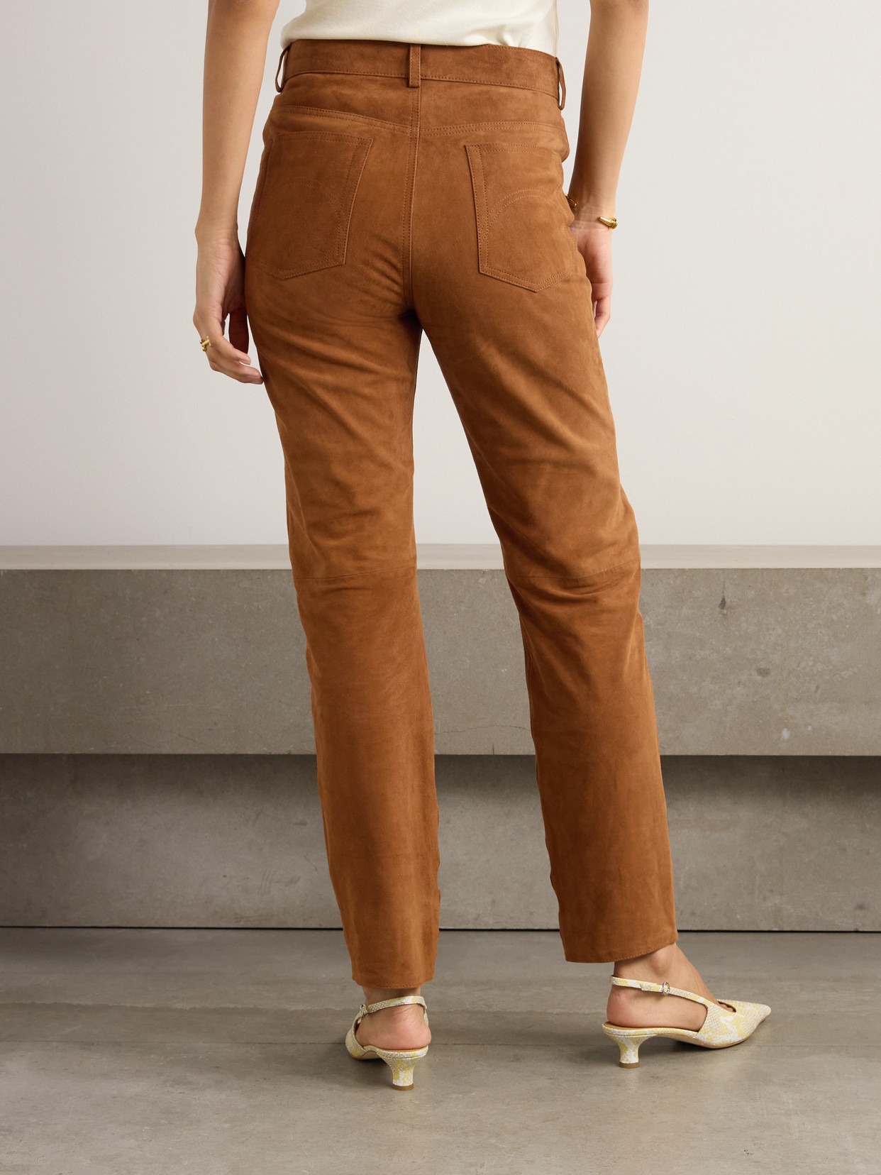 Viva Paso Paneled Suede Straight-leg Pants - 3