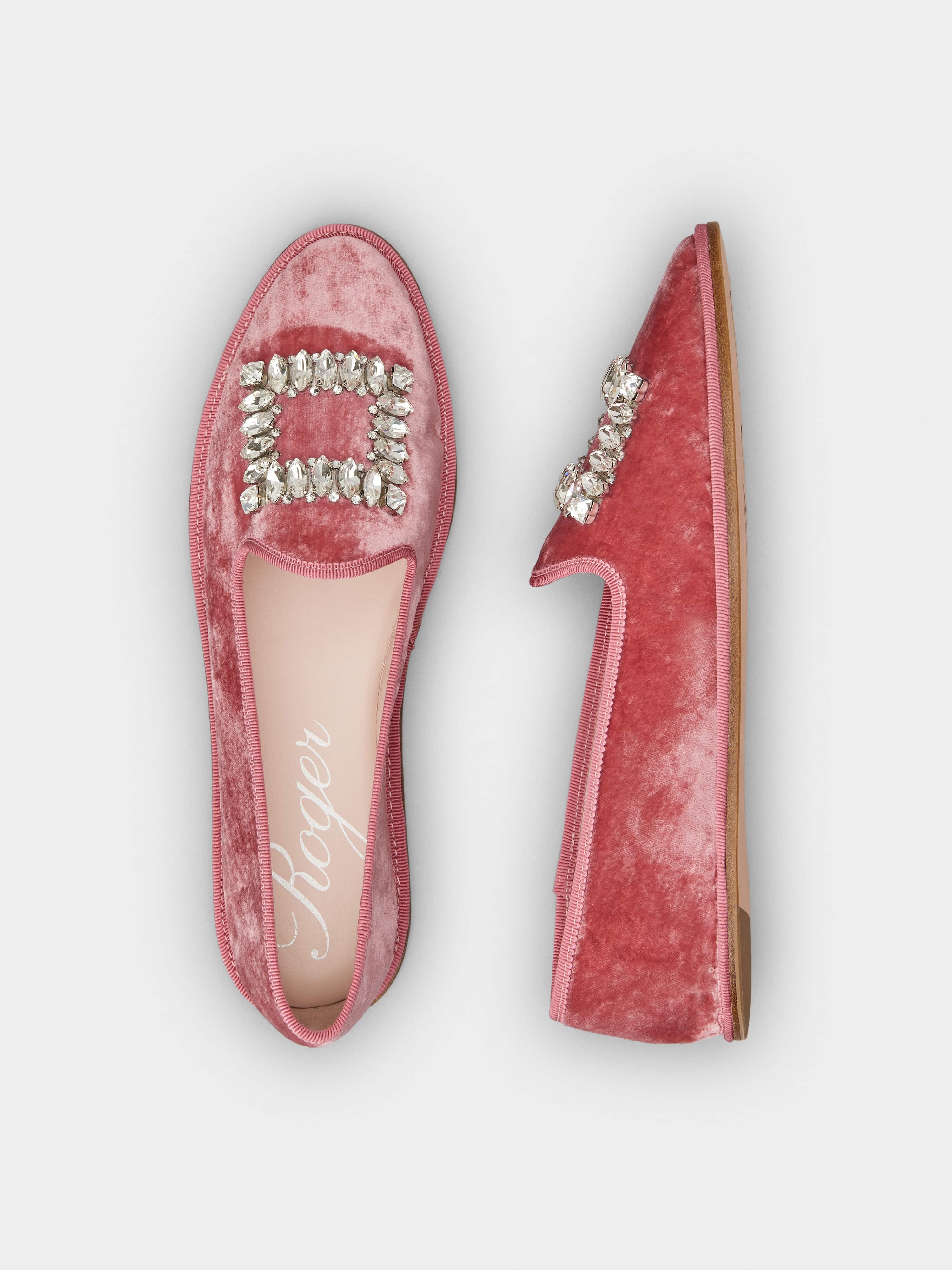 Babby Viv' Strass Embroidered Buckle Slippers in Velvet - 4