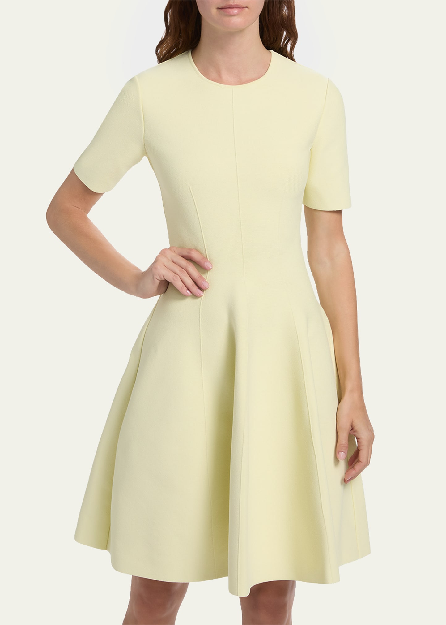 Seamed Short-Sleeve Mini Dress - 4