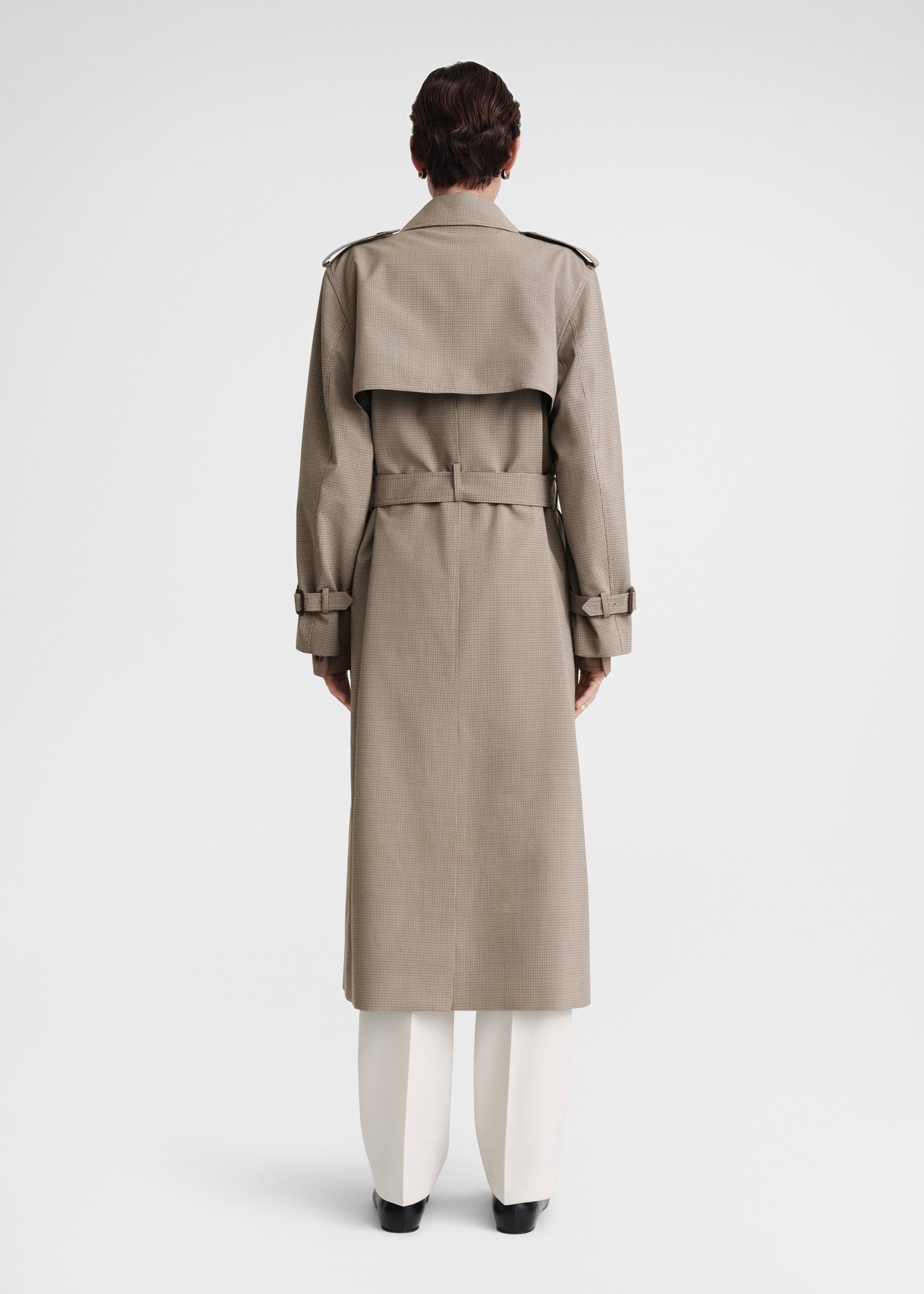 Houndstooth trench coat biscuit - 4