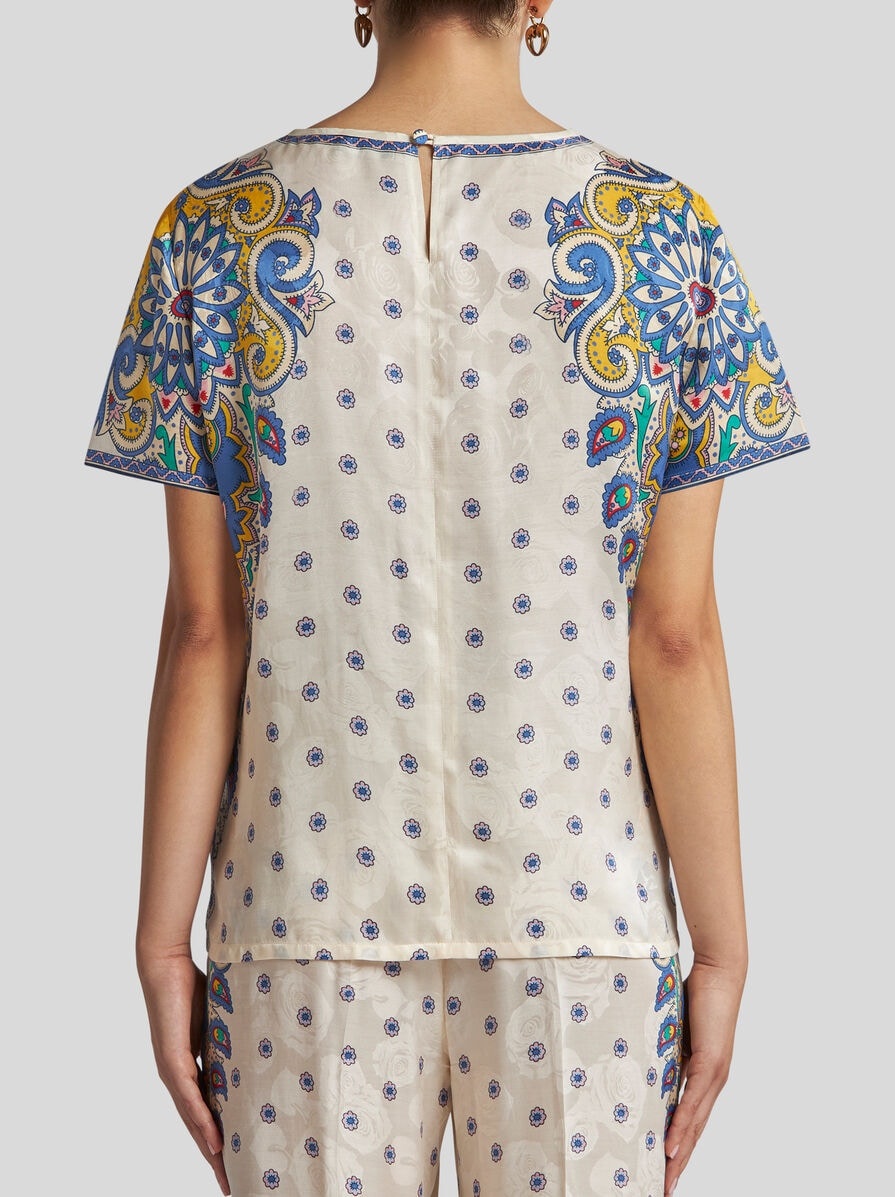 SILK-BLEND T-SHIRT WITH PRINT - 5