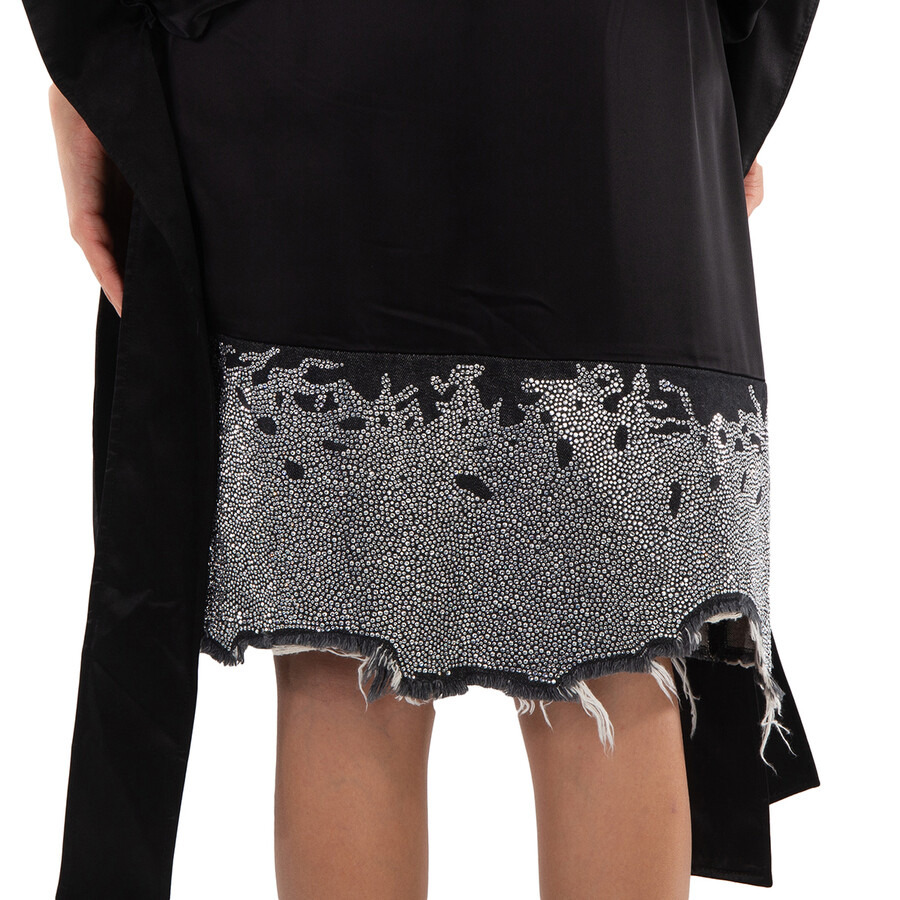 Jw Anderson Ladies Black Glitter-Detail Asymmetric Skirt - 4