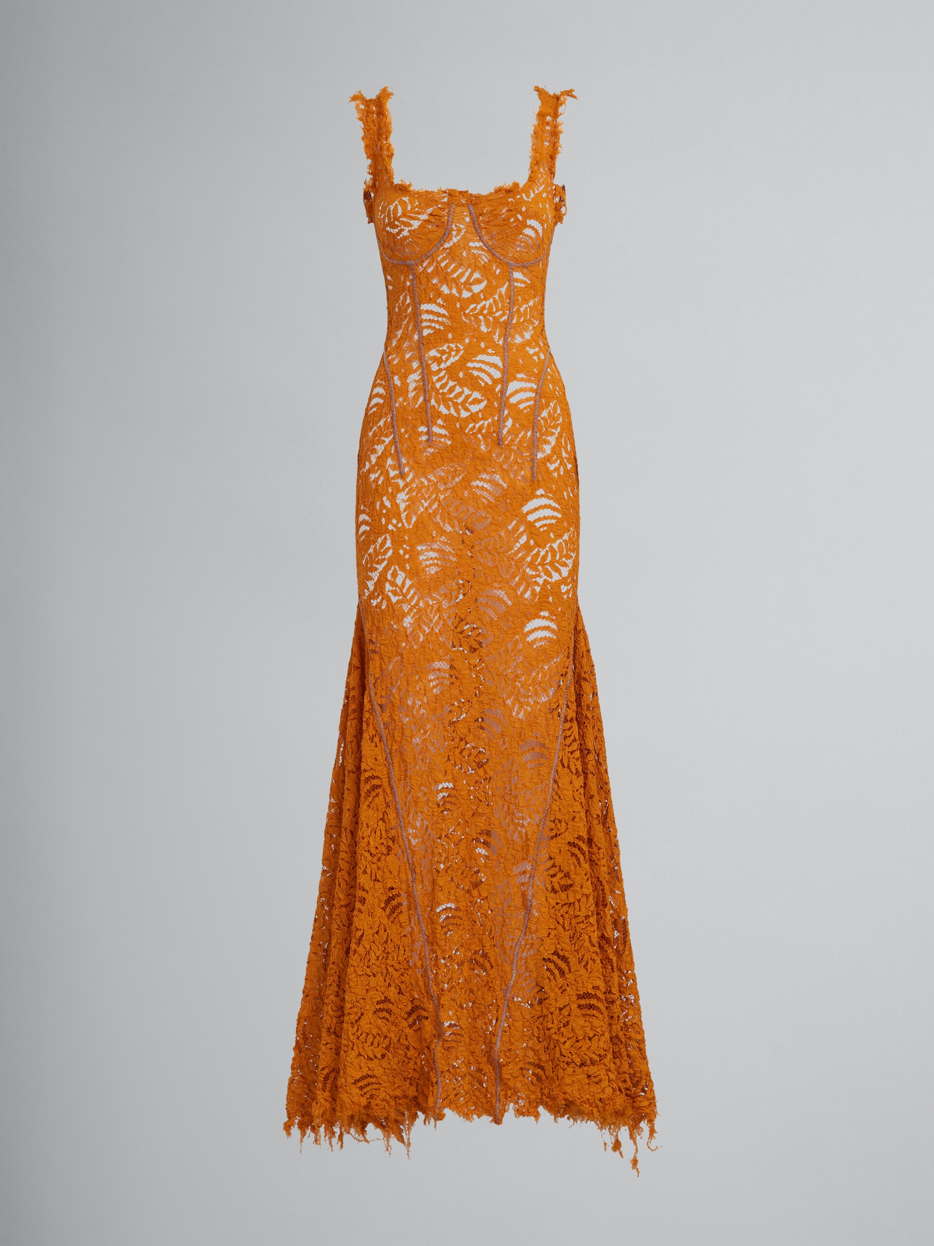 LONG DRESS IN GOLD-TONE LACE - 1