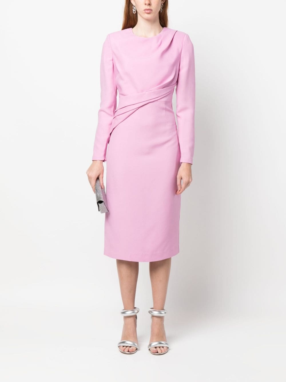 draped midi dress - 2