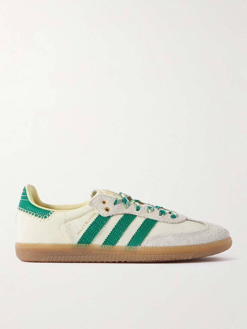 + Wales Bonner Samba Shell, Suede and Lizard-Effect Leather Sneakers - 1