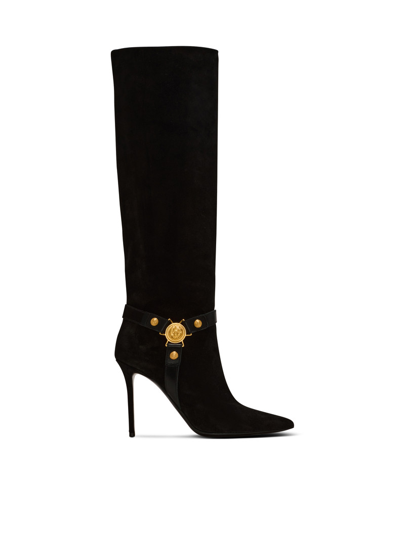 Slouchy suede heeled Eva boots 1