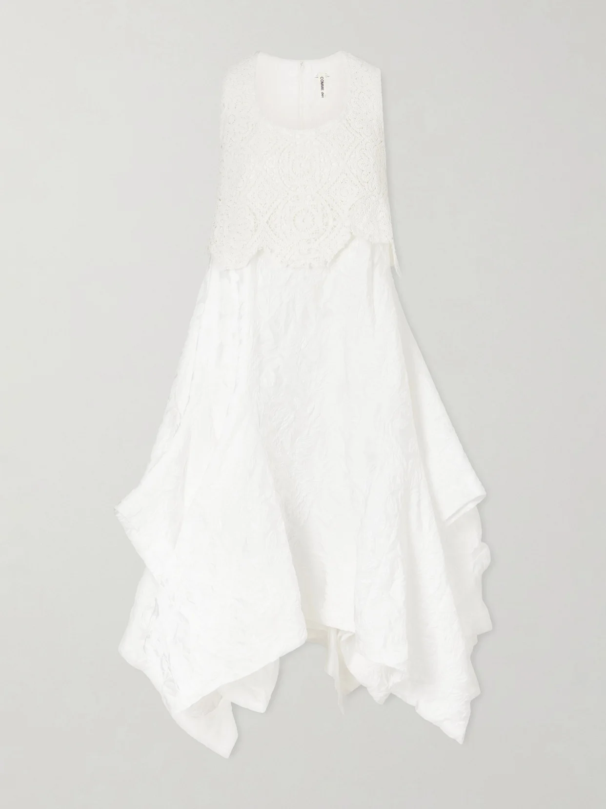 Crochet-trimmed Cloqué Midi Dress - 1
