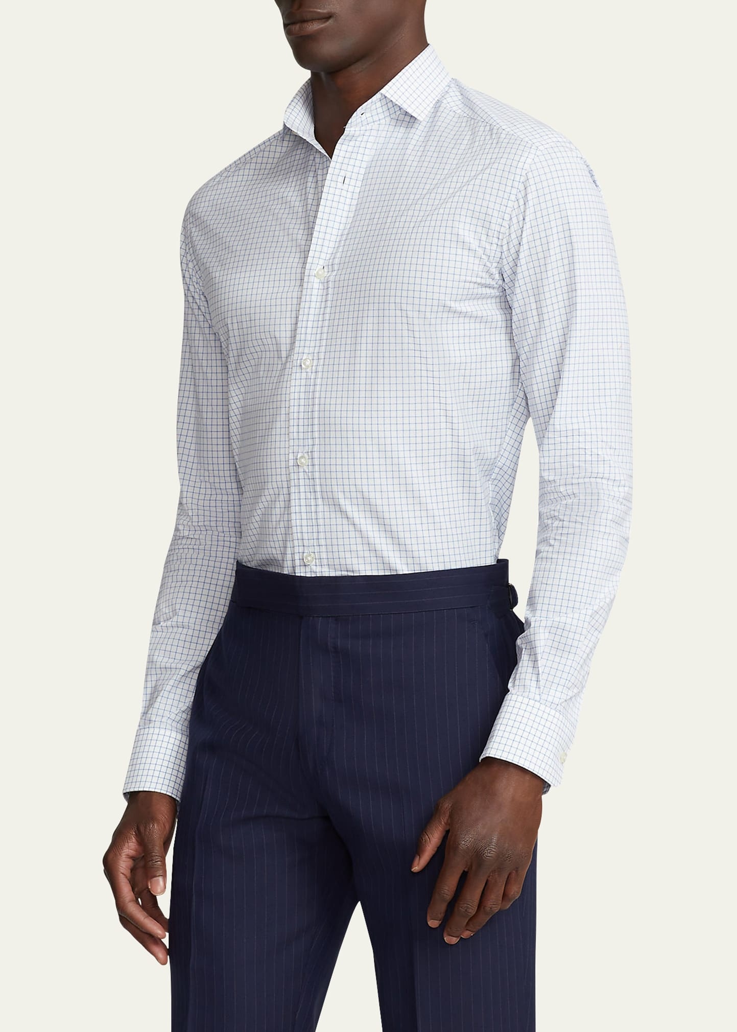 Men's Dexter Tattersall Cotton Poplin Button-Front Shirt - 4