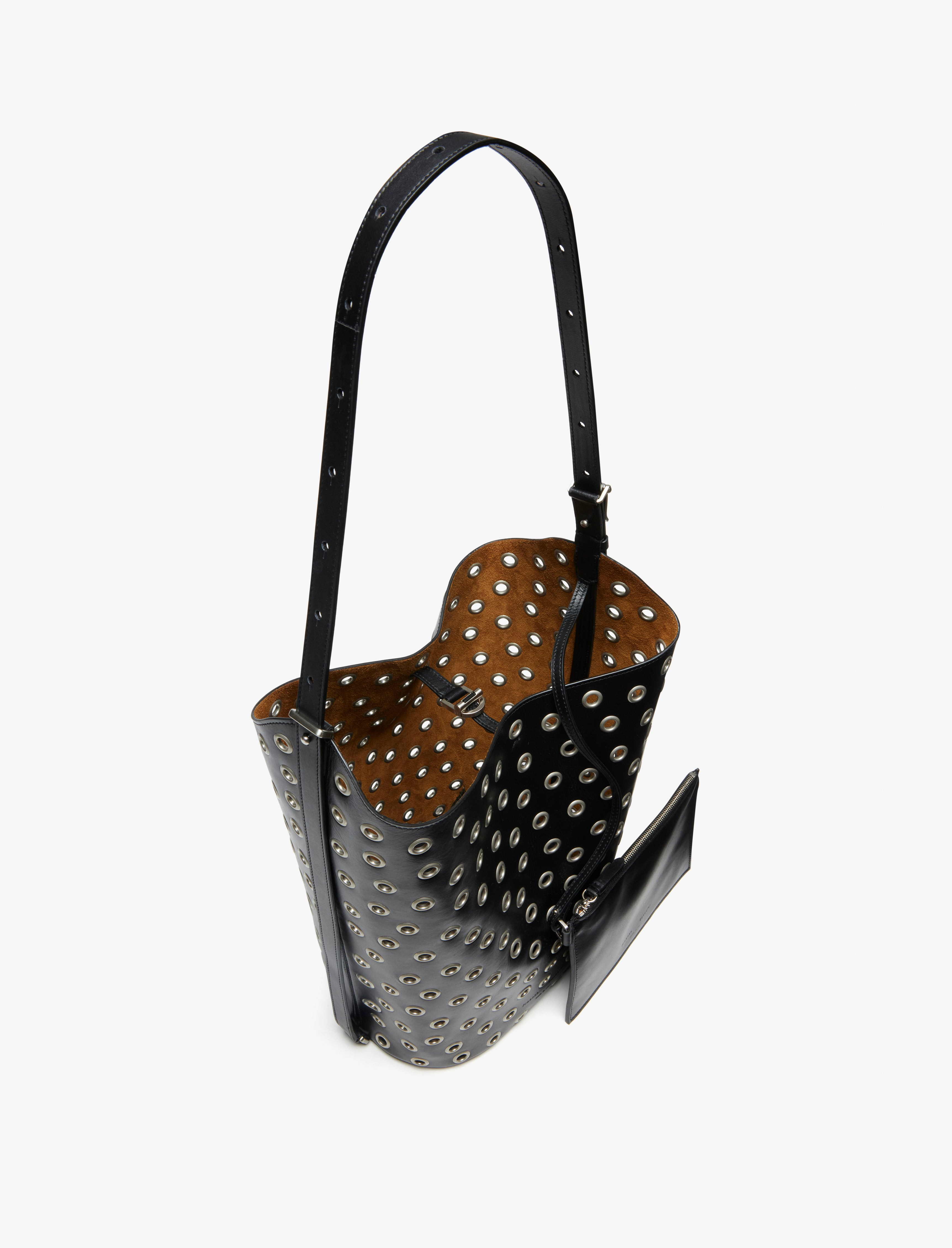 Brant Bucket Bag in Eyelet Covered Smooth Calf - 5
