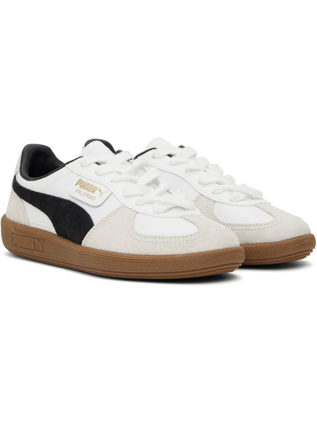 White & Gray Palermo Leather Sneakers - 4