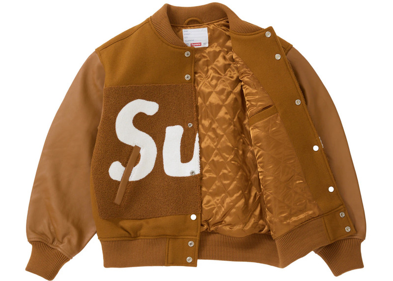 Supreme Supreme Big Logo Chenille Varsity Jacket Mustard outlook