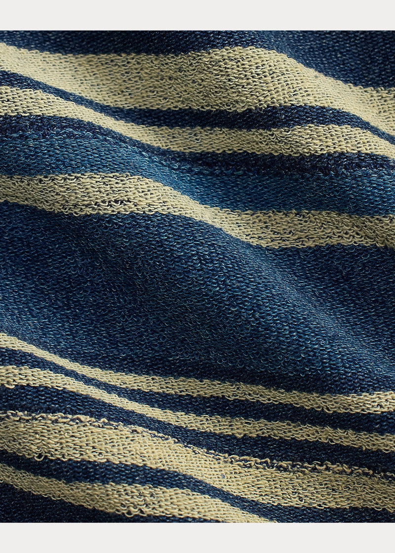 Indigo Striped Reverse-Terry Hoodie 5
