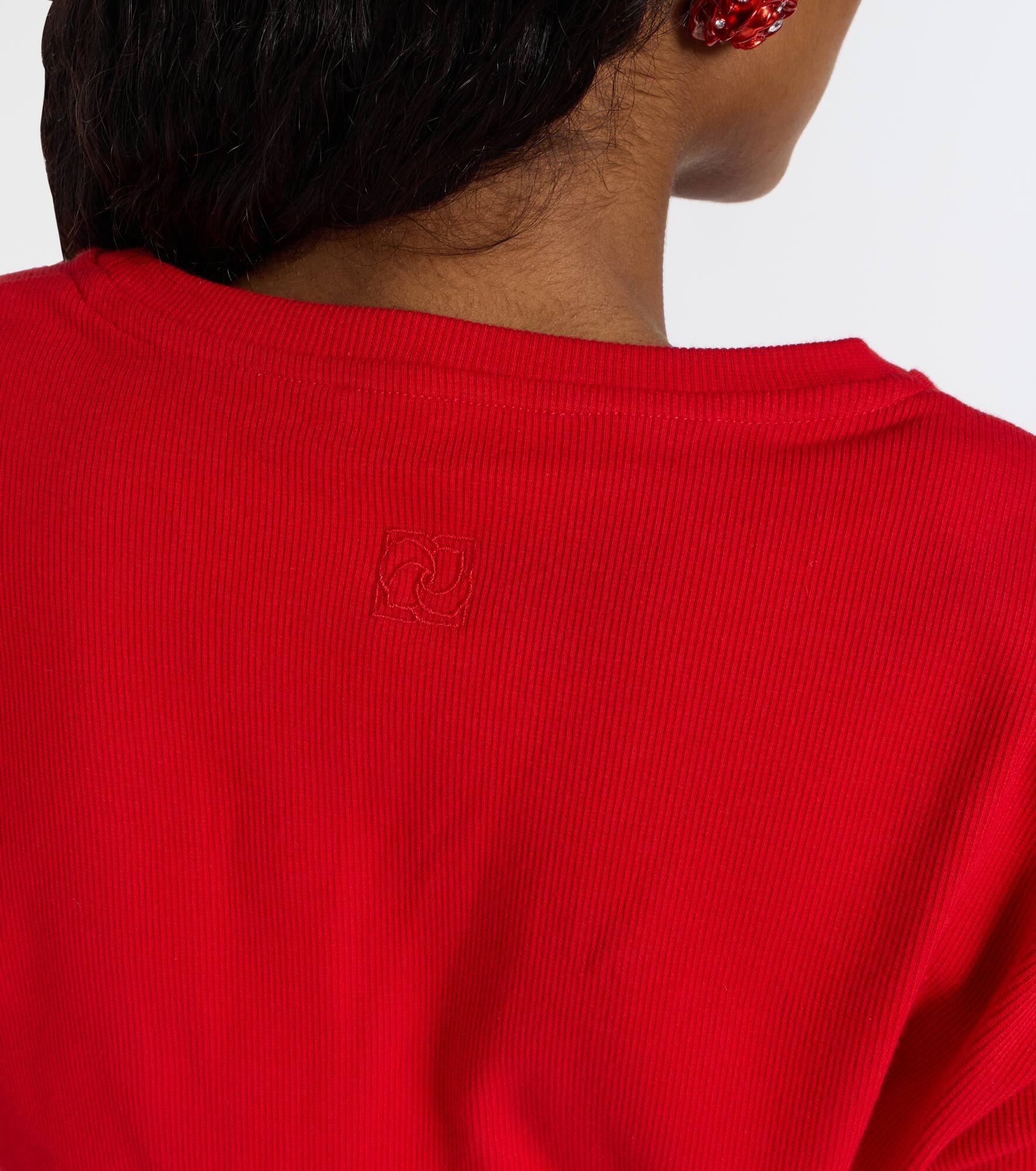 Knotted cropped cotton-blend jersey T-shirt - 6