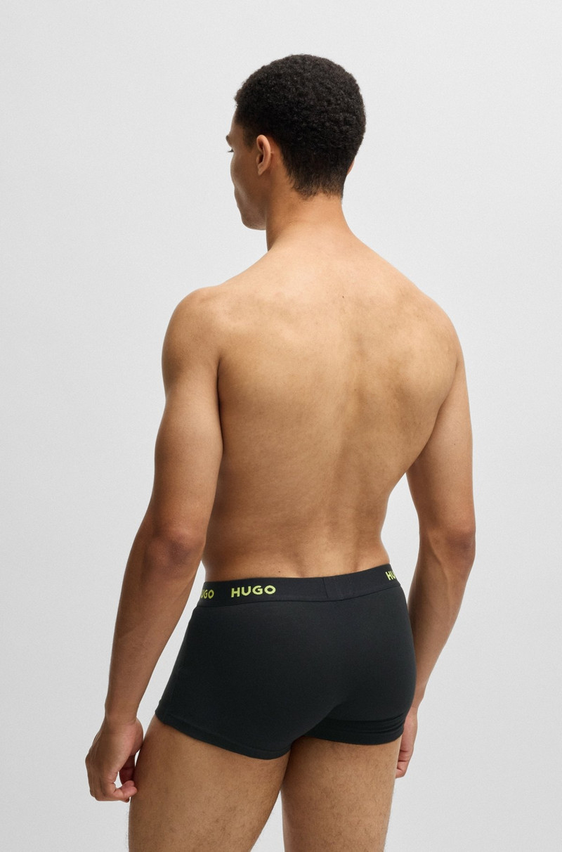 HUGO THREE-PACK OF STRETCH-COTTON TRUNKS WITH LOGO WAISTBANDS outlook