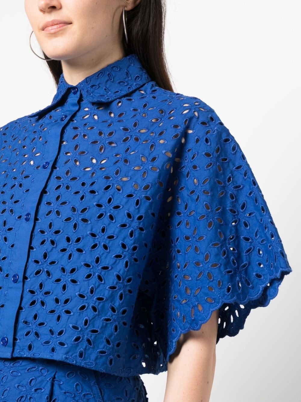 floral-motif perforated shirt - 5